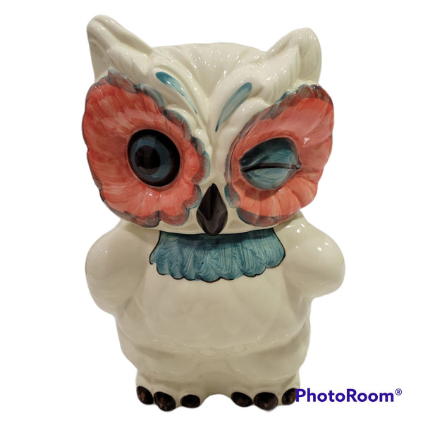 BOHO Anthropologie NOLA "A Real Hoot" Owl Cookie Jar, like new